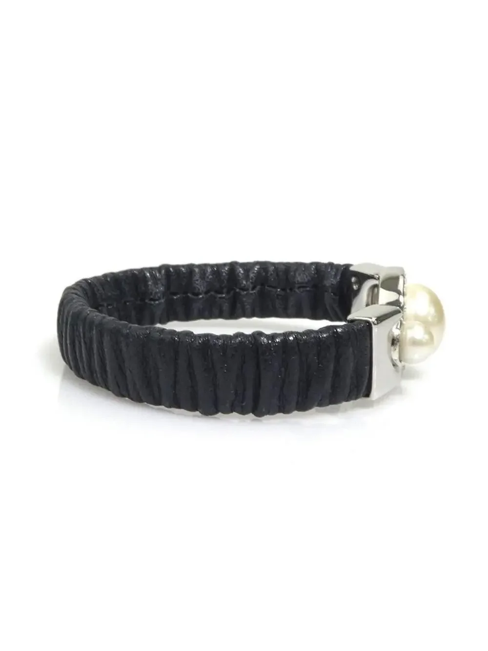 Auth Miumiu Bracelet Black/White/Silver #322465M14B